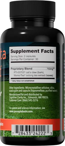 Miniatura 3 de Percepta Suplemento cerebral deportivo para atletas - Suplemento natural para la salud cerebral a base de plantas - Mejora el rendimiento