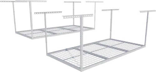 Miniatura 10 de Fleximounts - Estante de almacenamiento de garaje ajustable de 4 x 8 pulgadas, para techo, para garaje, resistente, 96 pulgadas de largo x 48 Blanco