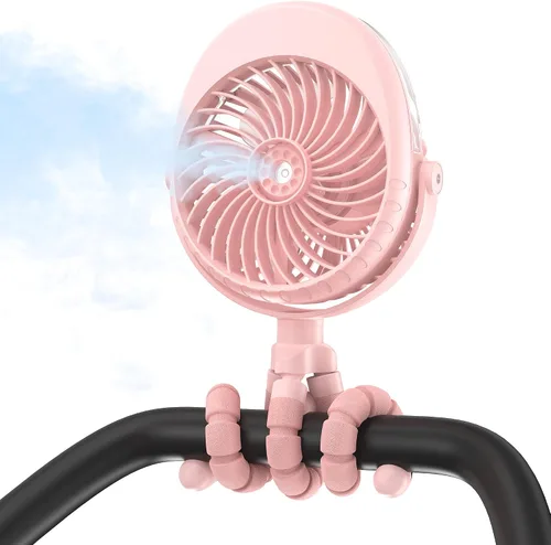 Miniatura 10 de Ventilador de cochecito de bebé con nebulización actualizado 2026, clip de trípode flexible para cuna de asiento de automóvil, regalos de baby
