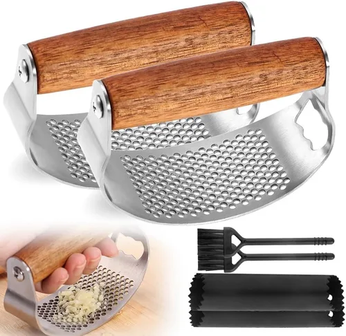 Prensador de Ajo de Acero Inoxidable, Prensa de Ajo Profesional Rocker Mejorada 2025, Triturador de Ajo Ergonómico para Uso en Cocina Doméstica,