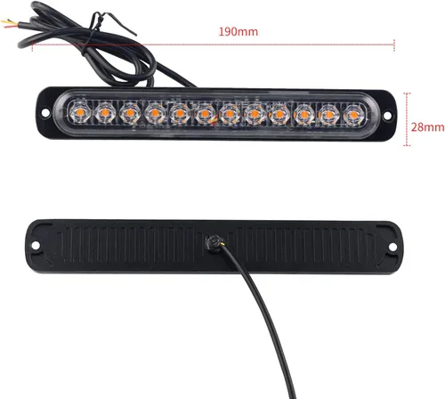Miniatura 3 de ANKIA - 2 luces LED de advertencia estroboscópicas con marcador lateral, lámpara de rejilla, intermitente, peligro de emergencia para remolque