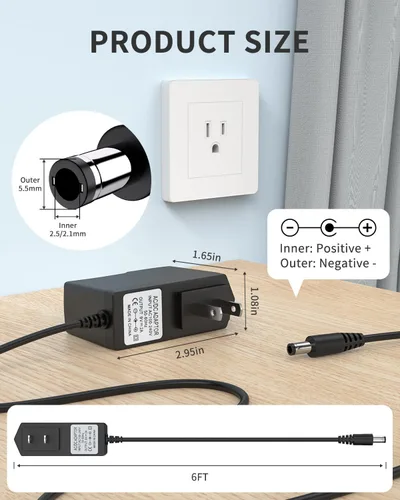 Miniatura 6 de Cargador de fuente de alimentación con adaptador de CA de 9V 2A [9 voltios 2 amperios de potencia de conmutación regulada] con 11 enchufes de CC