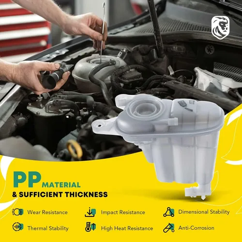 Miniatura 4 de YHTAUTO Tanque de expansión del depósito de desbordamiento de recuperación de refrigerante del motor W/O tapa y sensor presurizados para Audi A4 A5