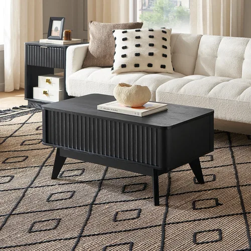 Miniatura 3 de mopio Brooklyn Mesa de Centro con Tapa Elevable para Sala de Estar, Mediados de Siglo, Granja Moderna con Superficie Elevable y Almacenamiento Roble