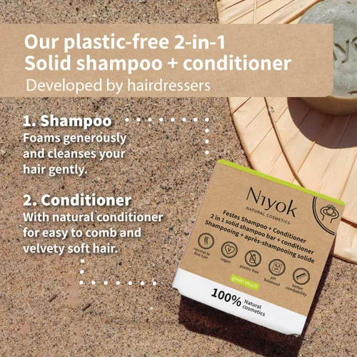 Miniatura 6 de Niyok Natural Cosmetics - Champú sólido 2 en 1 + barra acondicionadora, aroma Green Touch, 2.82 oz, paquete de 3