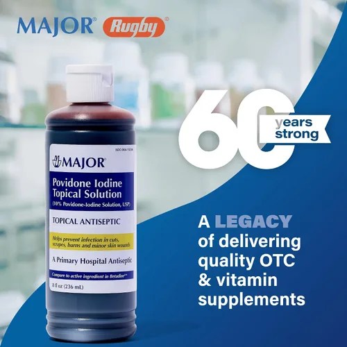 Miniatura 2 de Major Pharmaceuticals 254839 Povidone Yodine Solución tópica, volumen de 8.0 fl oz, rojo-marrón