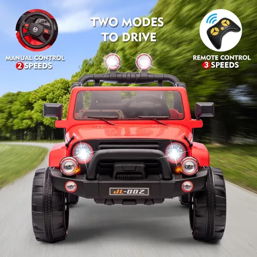 Miniatura 3 de Funda para camión y automóvil de 2 plazas, automóvil eléctrico para niños de 12 V con control remoto parental, música, Bluetooth, reproductor de Rojo