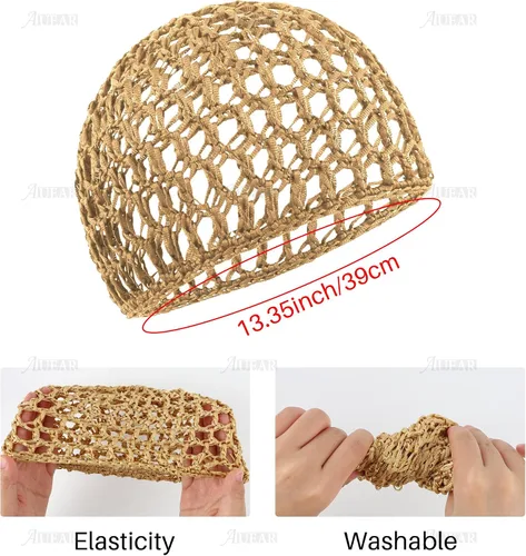Miniatura 5 de AUEAR, Redes para el cabello para dormir, redecilla para dormir, gorro largo y recto, peluca rizada, protector de cabeza de malla para envolver