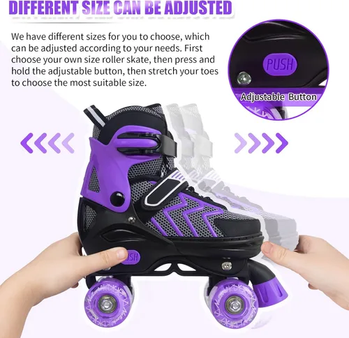 Miniatura 3 de Nattork Patines de ruedas para niños y niñas, patines ajustables de 4 tamaños con ruedas iluminadas para adolescentes, principiantes, deportes al