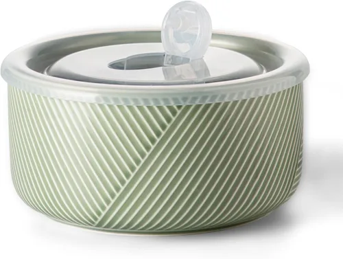Miniatura 12 de Recipiente de cerámica con tapa: recipiente de almacenamiento de alimentos apto para microondas de 20 onzas para sopa, ensalada, cereales, sobras
