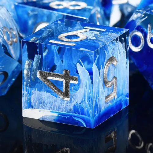 Miniatura 13 de AUSTOR Juego de dados DND de 7 troqueles de resina de borde afilado, dados poliédricos hechos a mano para juegos de mesa Dungeons and Dragons RPG