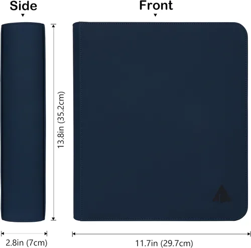 Miniatura 7 de Carpeta de tarjetas coleccionables con 9 bolsillos para 1404 tarjetas, tarjetero de metal con anilla en D con 78 páginas transparentes de doble Azul