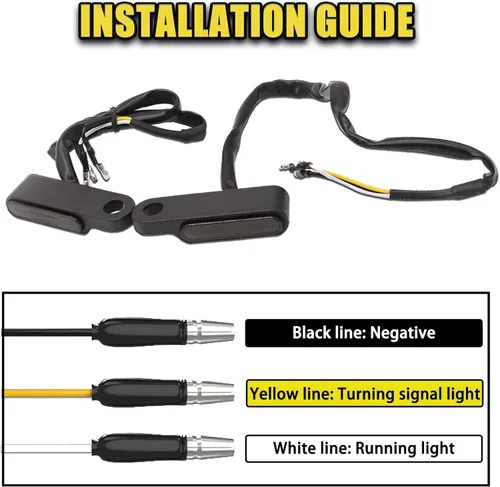Miniatura 6 de DREAMIZER Manillar universal para motocicleta LED señal de giro con flujo de agua, mini intermitentes frontales, luz de marcha compatible con Harley