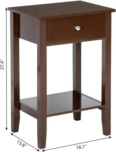 Miniatura 3 de Mesa decorativa de madera para sala de estar, mesa auxiliar de granja con cajón, mesa auxiliar rústica con estante de almacenamiento para espacios