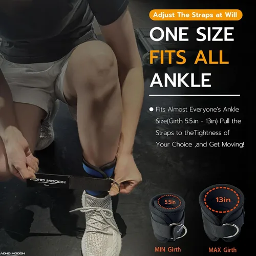 Miniatura 3 de AOHO MOOON Correas de tobillo ajustables y cómodas para máquinas de cable para mujeres, correa de pierna para gimnasio, tobillera para glúteos, Azul