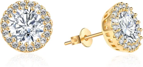 Aretes de tuerca para niñas, joyería de moda, aretes de halo de circonita cúbica para mujeres y hombres, Piedra Cristal, Circonia cúbica