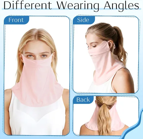 Miniatura 4 de 4 máscaras faciales de protección solar UV con cobertura para el cuello, bufanda, bufanda UPF50+, protector facial transpirable y refrescante