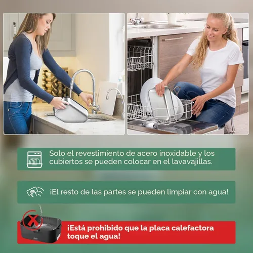 Miniatura 3 de Fiambrera eléctrica de 100 W para adultos, 1.8 L, portátil, calentada, 12 V/24 V/110 V, lonchera portátil de calentamiento rápido, calentador