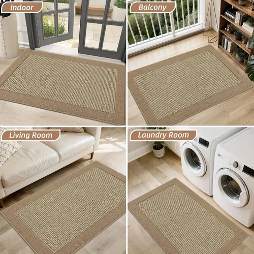 Miniatura 8 de BEQHAUSE Tapete para puerta interior de 20 x 32 pulgadas, tapete antideslizante para entrada, lavable, resistente a la suciedad, tapete