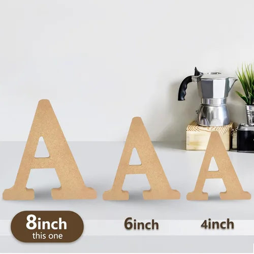 Miniatura 4 de AOCEAN Letras de madera diseñables de 8 pulgadas, letras de madera sin terminar para decoración de pared, letras decorativas de pie, rebanadas