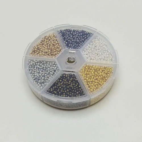 Miniatura 5 de Chenkou Craft 1 caja de 4500 piezas surtidas de 6 colores de metal Tinny Spacer Beads suministros para hacer joyas (mezcla, 1/12 pulgadas (0.079 in))