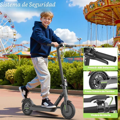 Miniatura 8 de WERHY Scooter eléctrico plegable para niños, motor de 350 W, alcance máximo de 12/16 millas, velocidad máxima de 19 MPH, neumático sólido de 8.5