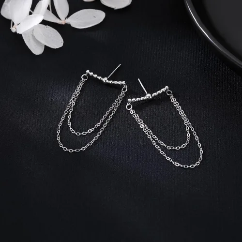 Miniatura 17 de SLUYNZ Aretes colgantes de plata de ley 925 para mujer, aretes colgantes de borla, bolas pequeñas