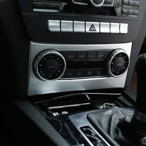 Miniatura 11 de YIWANG Marco de perilla de control central de ABS cromado para Mercedes Benz Clase C W204 2011-2014 Accesorios de automóvil (grano de madera negra)