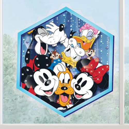 Miniatura 3 de Make It Real Disney: Mosaico de arte para ventana, Mickey & Friends, 66 piezas, rompecabezas reutilizables para ventanas, crea una imagen de 12.2 x