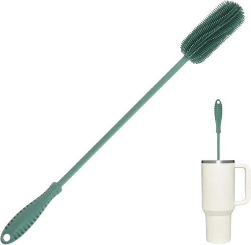 Miniatura 12 de Cepillo de silicona para botellas con mango largo, limpiador de botellas de agua para biberones, Hydro Flask, botellas deportivas, jarrones