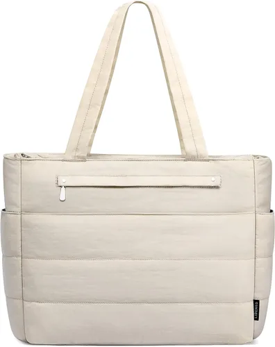 Miniatura 8 de Bolsa de mano para mujeres, ligera, acolchada y esponjosa, bolsa de hombro con almacenamiento para trabajo, viajes, gimnasio, se adapta a portátil