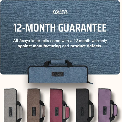 Miniatura 6 de Asaya - Bolsa enrollable para cuchillos de chef - 12 bolsillos para cuchillos y utensilios de cocina - Nylon ligero, duradero y resistente a manchas