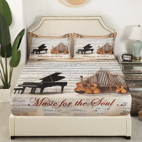 Miniatura 3 de Castle Fairy Sábana bajera ajustable de violonchelo de piano, tamaño individual, 2 piezas para niños, niñas, niños y adultos, decoración