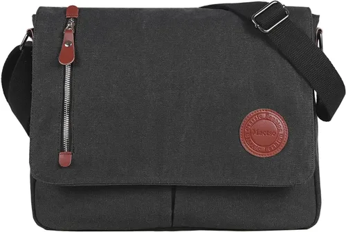 Miniatura 10 de Bolso bandolera de lona vintage para hombres y mujeres, bolsa de hombro de viaje para laptop de 13.5 pulgadas, bolsa para libros (verde militar)