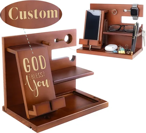 Miniatura 2 de awofer Estación de acoplamiento de madera personalizada para teléfono, versículo bíblico personalizado, regalos religiosos para hombres, múltiples