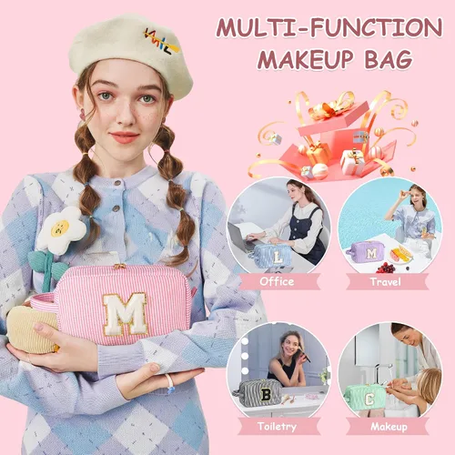 Miniatura 3 de YOOLIFE Regalos para niñas adolescentes – Bolsa de maquillaje con inicial personalizada, regalos de cumpleaños para mujeres, hermana, amiga, hija