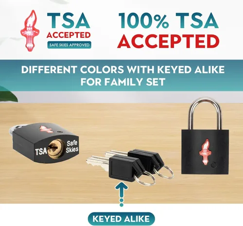 Miniatura 6 de Paquete de 8 candados TSA para maleta, candado de equipaje TSA para maletas, maletas y fundas de armas, cerradura de seguridad de latón macizo