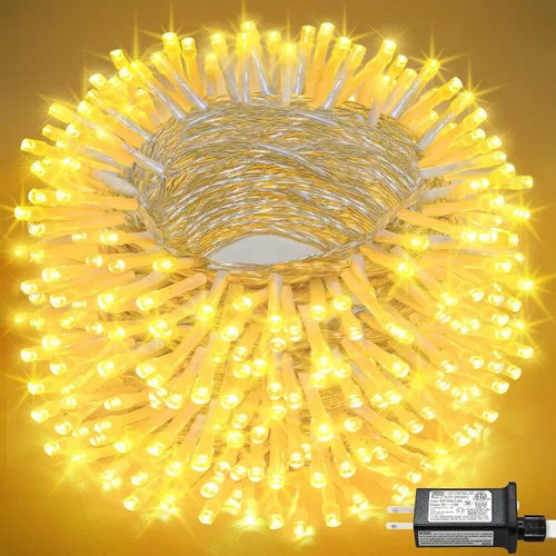 Miniatura 44 de Tira de 200 luces LED de 66 pies para exteriores, luces de Navidad conectables para interiores, cable transparente, impermeable, 8 modos de luces