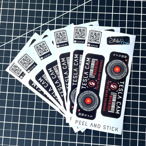 Miniatura 3 de Pegatina de advertencia de seguridad para Tesla Cam. Modelo 3, Y, X, S Sentry Mode Calcomanía gráfica para coche. Etiqueta engomada del coche