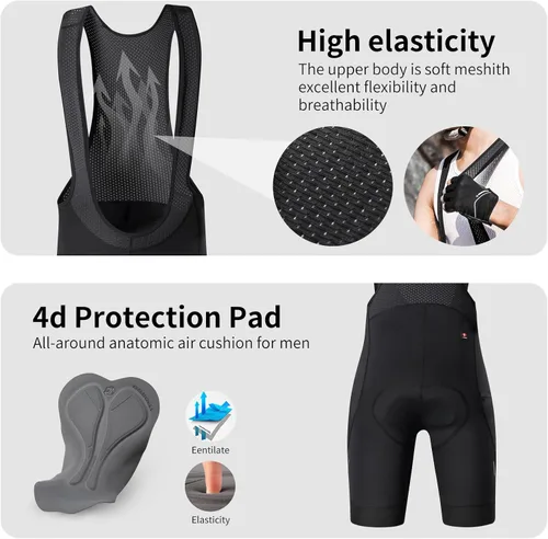 Miniatura 3 de Santic Pantalones cortos de ciclismo para hombre, acolchado 4D, transpirable, para ciclismo de carretera, ciclismo, ciclismo, ciclismo, gel de viaje