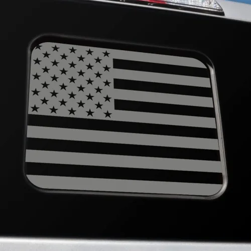 Miniatura 10 de Adhesivo de bandera estadounidense para ventana trasera media, fácil de instalar, compatible con Ford Ranger 2018-2022 (fibra de carbono negra)