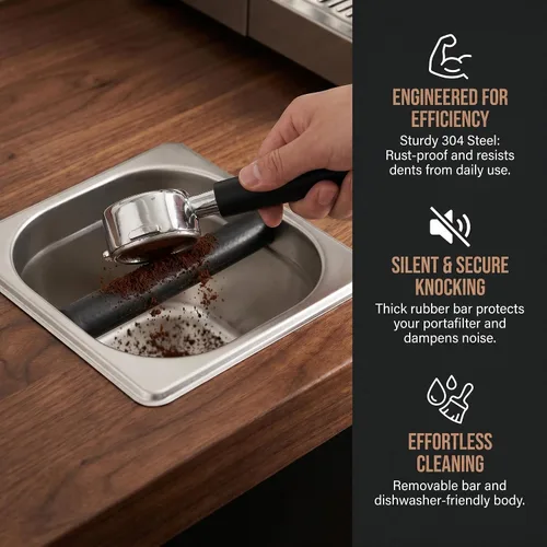 Miniatura 4 de Caja de café de 4.8 pulgadas, caja de café expreso, contenedor de café expreso, 4.8 pulgadas, absorbente de golpes, duradero, estilo barista