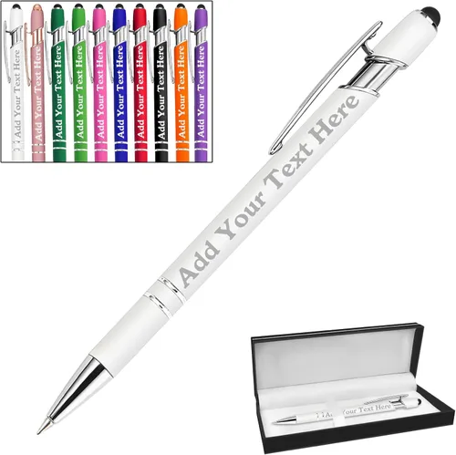 Miniatura 99 de Bolígrafos personalizados a granel grabados personalizados con punta de lápiz capacitivo, bolígrafos personalizados de tinta negra, regalos