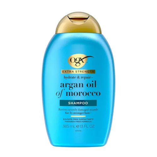 Miniatura 3 de OGX Champú de fuerza extra hidratante y reparación + aceite de argán de Marruecos para cabello seco y dañado, aceite de argán prensado en frío