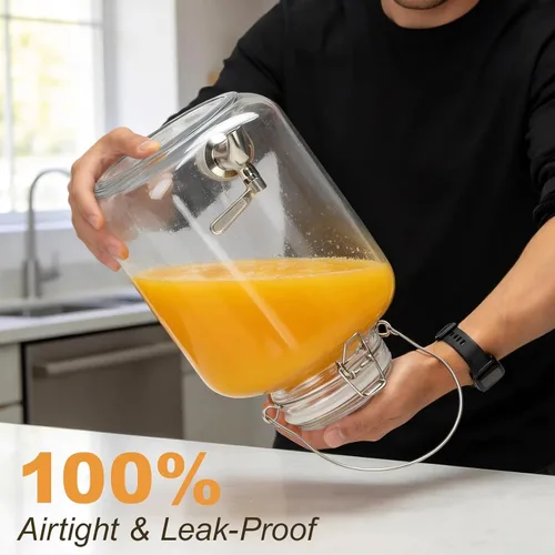 Miniatura 6 de Dispensador de bebidas de vidrio para fiestas, dispensador de bebidas de 1 galón con espita y asa, dispensador de agua de vidrio, dispensadores