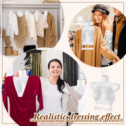 Miniatura 4 de Suzile Maniquí femenino de 12 piezas, espalda hueca, apilable, forma de vestido, colgador de maniquí superior, torso para mujer, con ganchos
