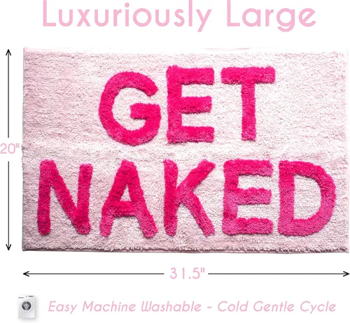 Miniatura 3 de Evovee Alfombra de baño de 20 x 31.5 pulgadas, divertida y bonita, alfombra de baño con texto "Get Naked", divertida decoración de baño, divertida