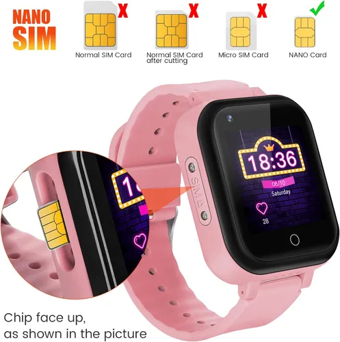 Miniatura 9 de OKYUK Reloj inteligente con GPS 4G para niñas y niños, IP67, impermeable, deportivo, reloj inteligente para niños, con cámara, WiFi, videollamada
