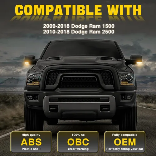 Miniatura 6 de Bombilla LED para espejo lateral, bombilla de señal de giro, cubierta de lente para Dodge Ram 1500 2009-2011 2012 2013 2014 2015 2016 2017 2018 Ram