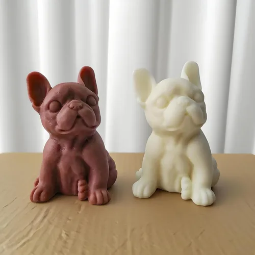Miniatura 2 de Moldes de vela 3D Bulldog para hacer velas, molde de silicona con forma de perro para decoración de pasteles de chocolate, lindo animal